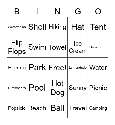 Summer Bingo! Bingo Card