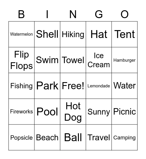 Summer Bingo! Bingo Card