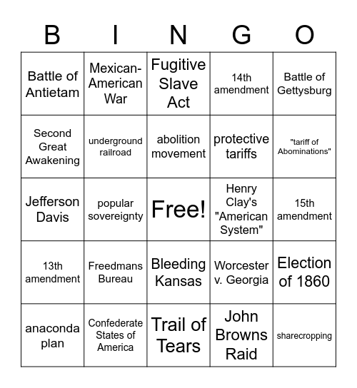 Standard 2 Review Bingo Card