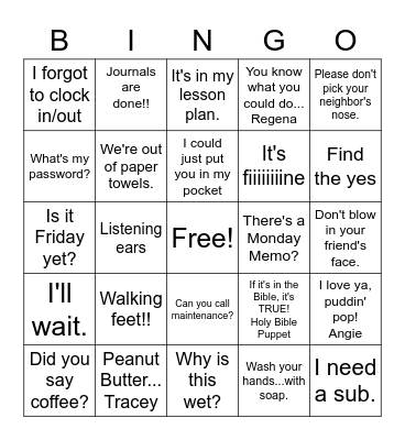 CCAP Bingo Card