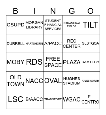 CAMPUS BINGO Card