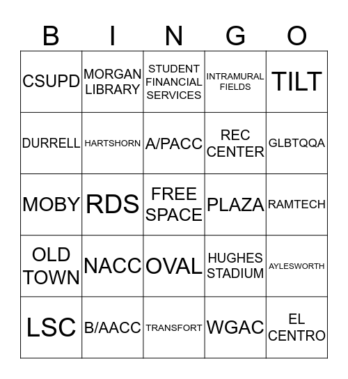 CAMPUS BINGO Card