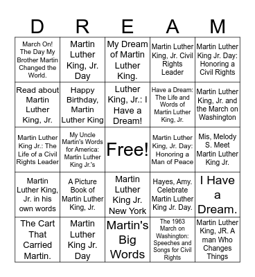 MLK BOOK BINGO Card