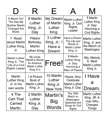 MLK BOOK BINGO Card