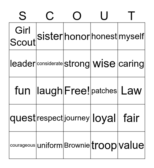 Brownie Bingo Card