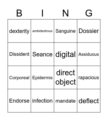 Review 12 Bingo Card