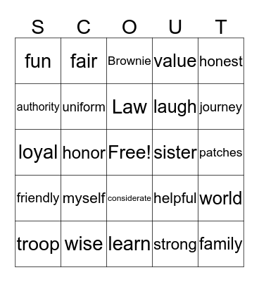 Brownie Bingo Card