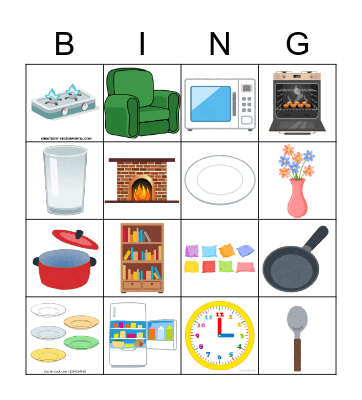 OBJECTS IN MY HOUSE Bingo Card