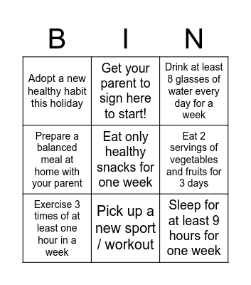 My June holiday Challenge Bingo Card