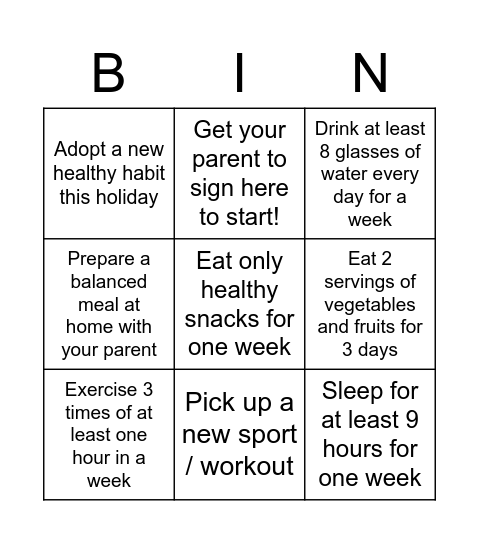 My June holiday Challenge Bingo Card