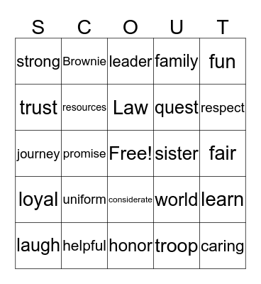 Brownie Bingo Card