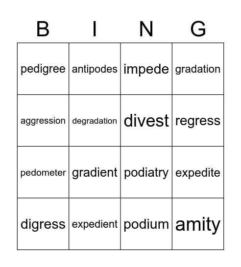 15 Bingo Card