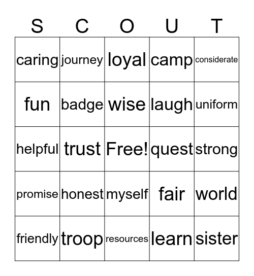 Brownie Bingo Card