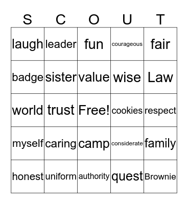 Brownie Bingo Card