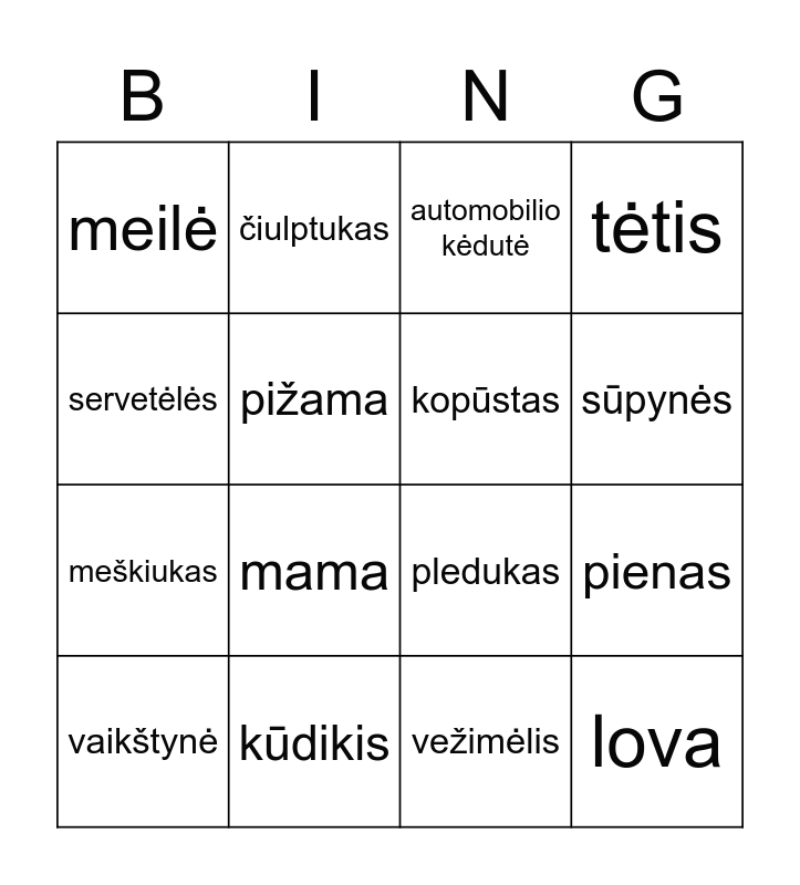 BINGODINGO Bingo Card