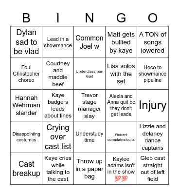 Musical '23 Bingo Card