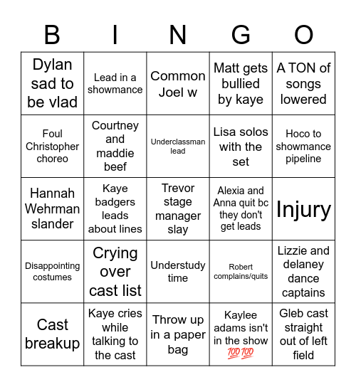 Musical '23 Bingo Card