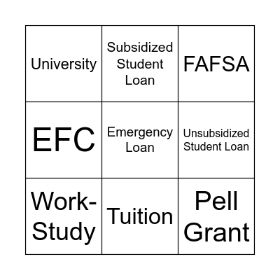 College Readiness Bingo Card