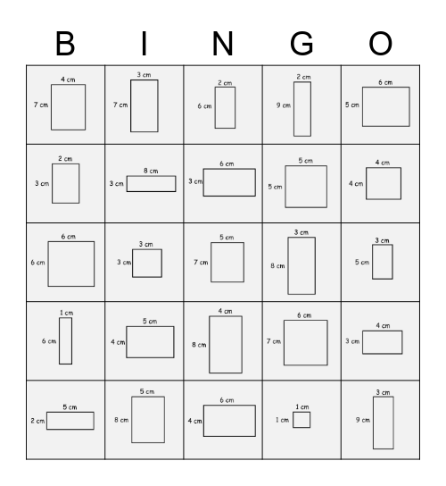 Area of Rectangles Bingo Card