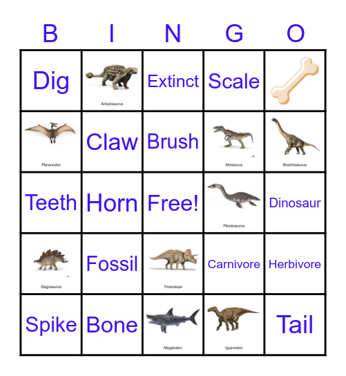 Dinosaur Bingo Card