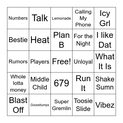 CIS Music Bingo Card