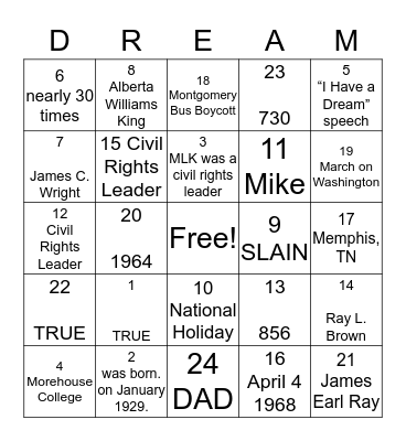 MLK BOOK BINGO Card