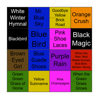 Color Music Bingo Card