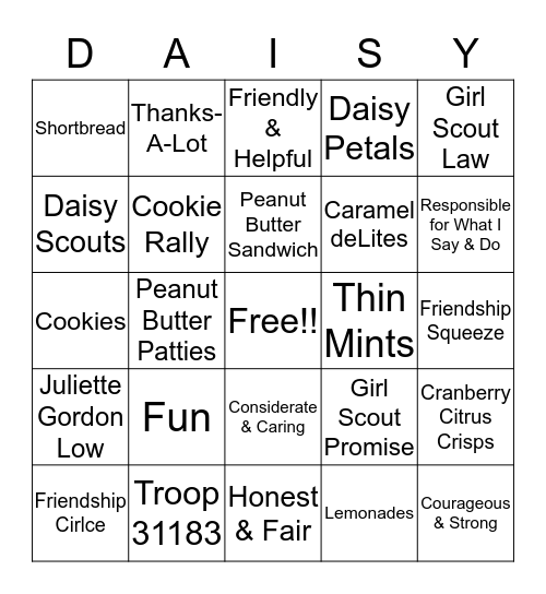 DAISY BINGO Card