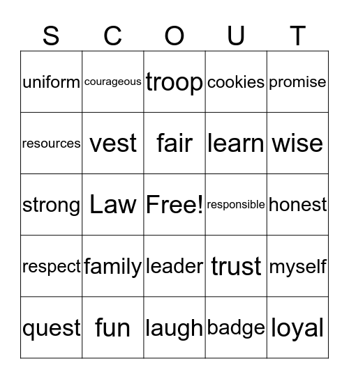 Brownie Bingo Card