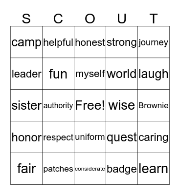 Brownie Bingo Card