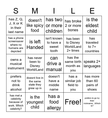 Someone who... Bingo Card