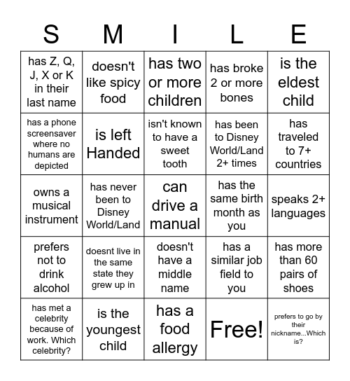 Someone who... Bingo Card