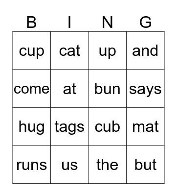 Week 6  Bingo Card