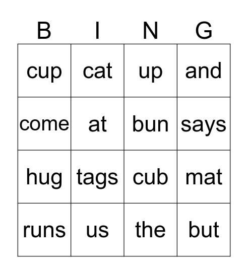 Week 6  Bingo Card