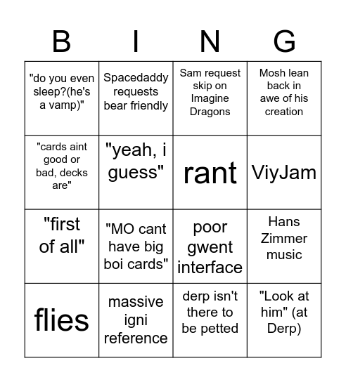 MoshBingo Card