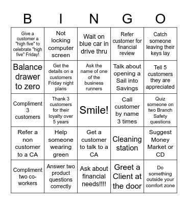 BANKING BINGO Card