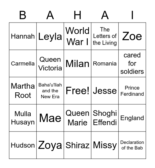 Queen Maria of Romania Bingo Card
