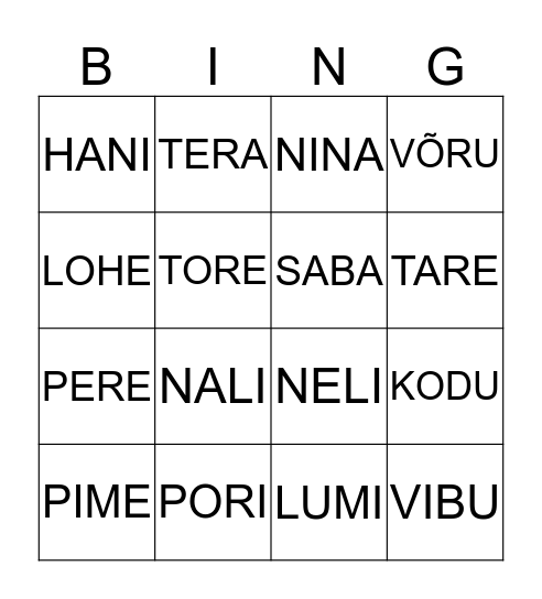 LUGEMISE BINGO Card