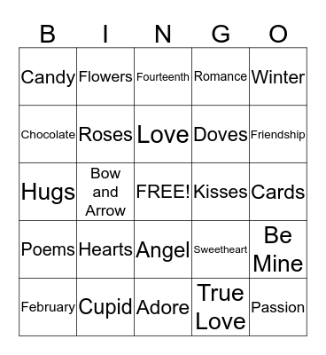 Valentine's Day Bingo Card