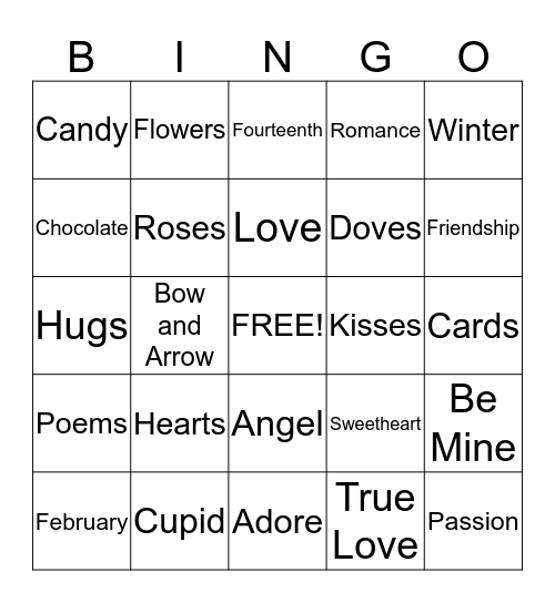 Valentine's Day Bingo Card