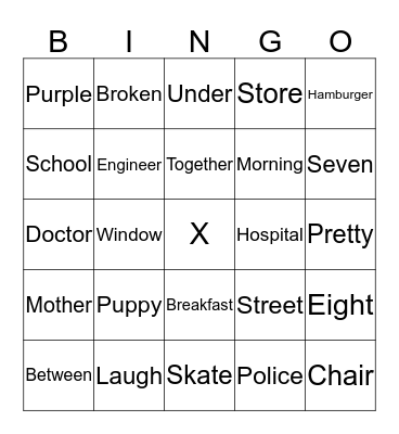 Wordlist Bingo Card