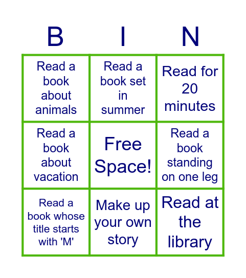 Bethel Library Summer Reading Bingo Card