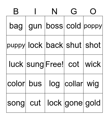Minimal Pairs Bingo 1 Bingo Card