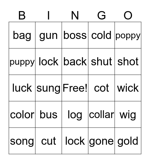 Minimal Pairs Bingo 1 Bingo Card