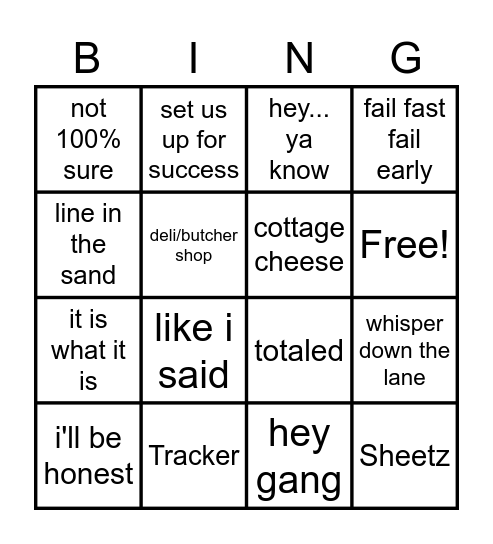 Noone Bingo Card