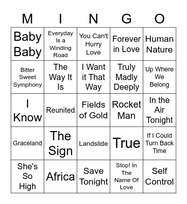 Supermarket Music 1 Bingo Card