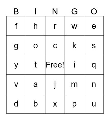 Alphabet Bingo Card