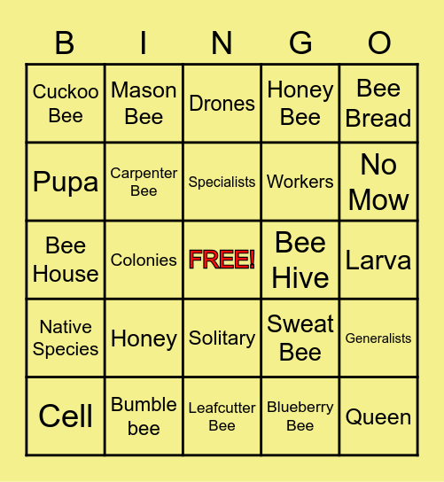 Buzzing about Bees! Bingo Card