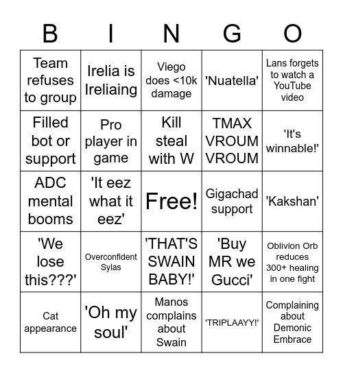 TheAfricanDream Stream Bingo Card