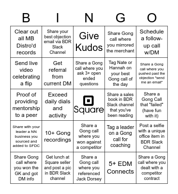 BDR Effectiveness Bingo Card